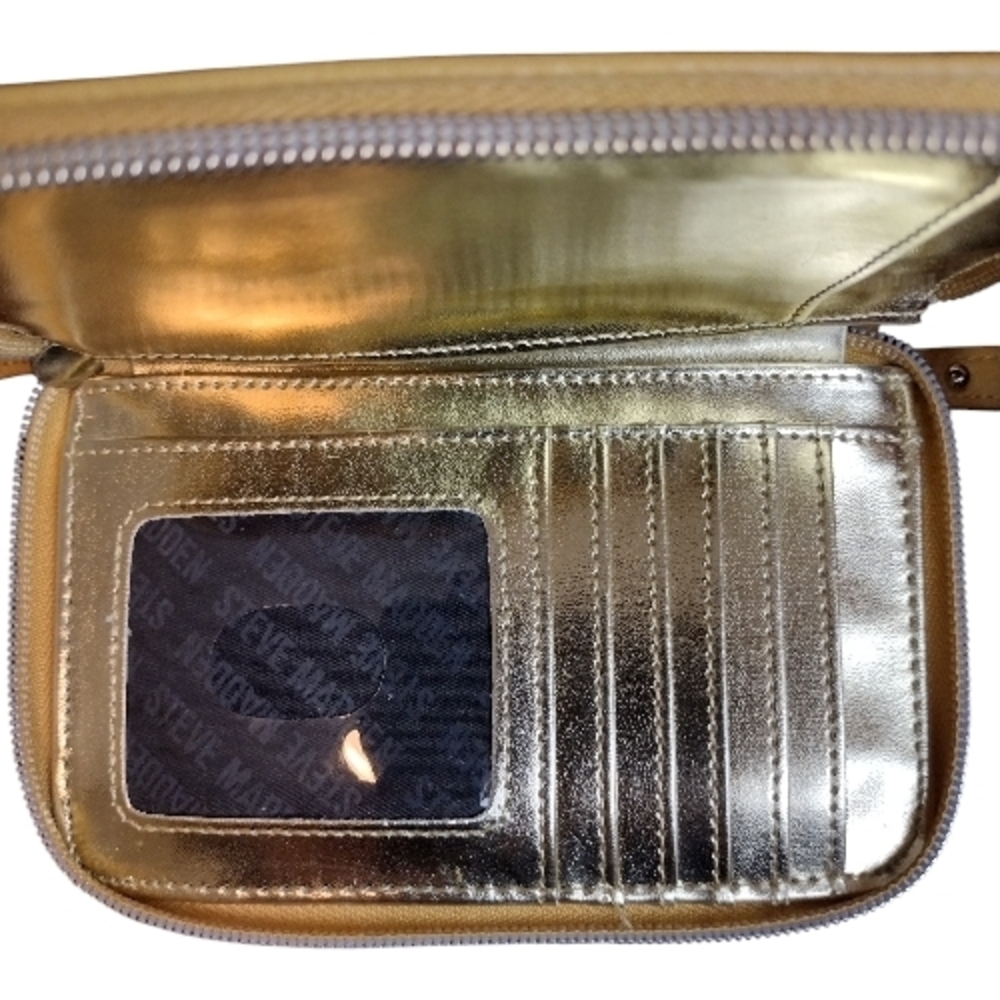 Steve Madden Mustard Yellow Leather Wristlet Wallet - Picture 10 of 13
